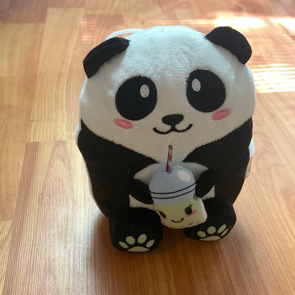 YUMMEEZ Panda Stuffed Animal Holding a Boba Tea
